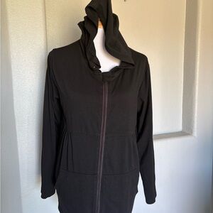Mastectomy Recovery Black Hooded Zip-Front Jacket